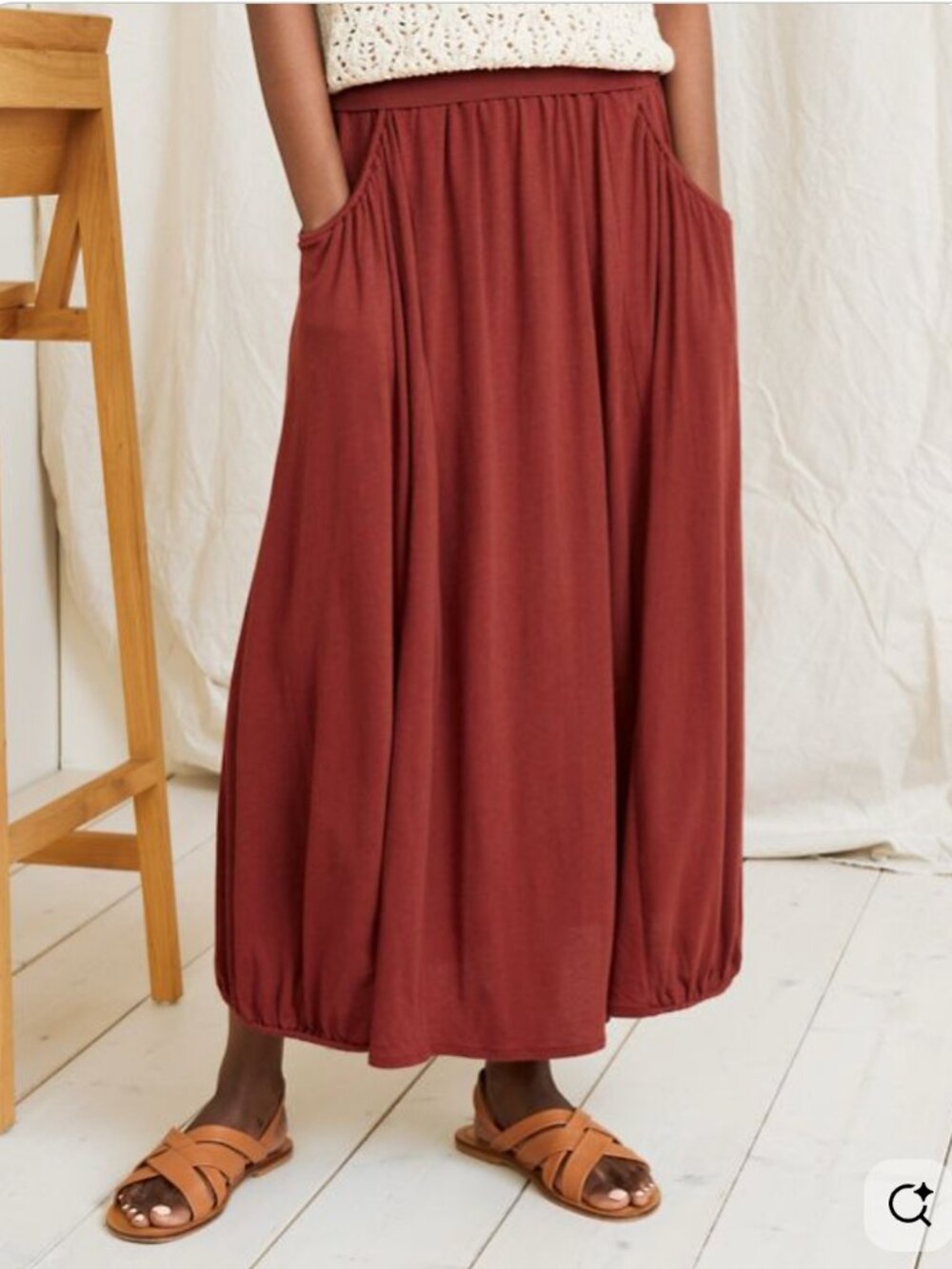 Garnet Hill Favorite Knit Maxi Skirt Red Medium